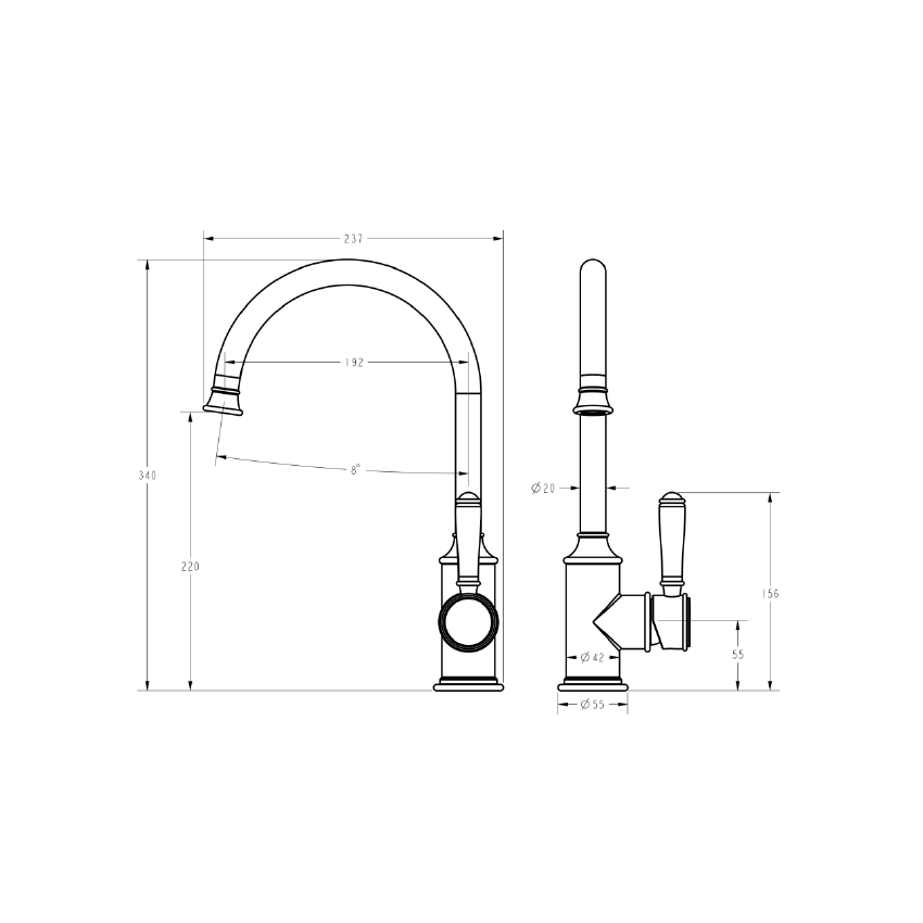 Clasico Gooseneck Sink Mixer in Brushed Gold