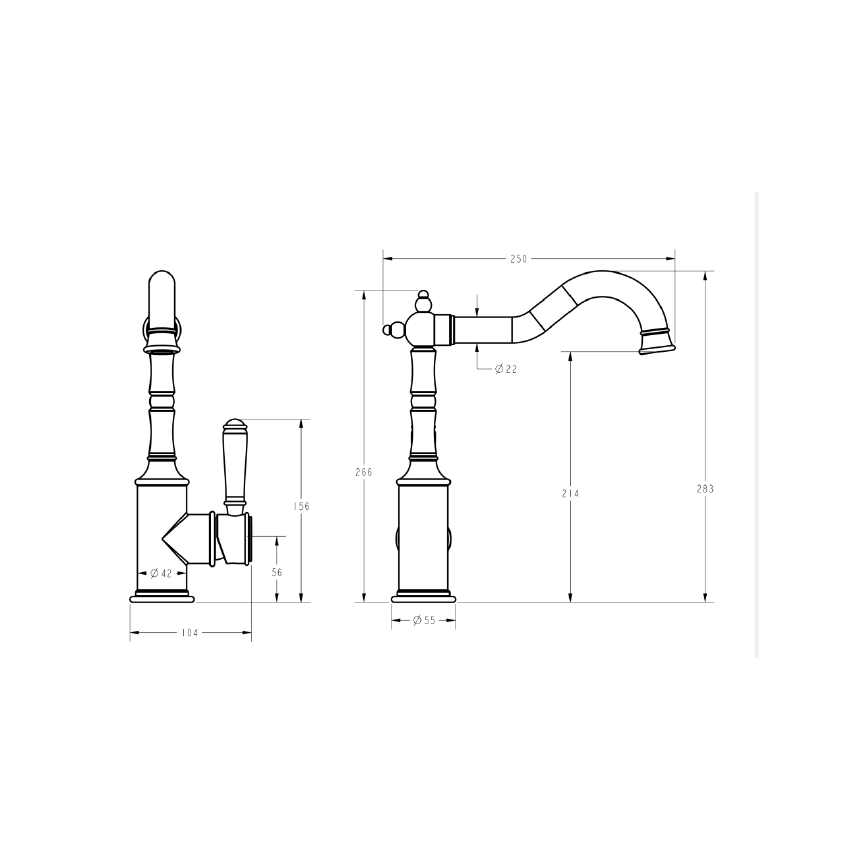 Clasico Sink Mixer Ceramic handle in Brushed Nickel
