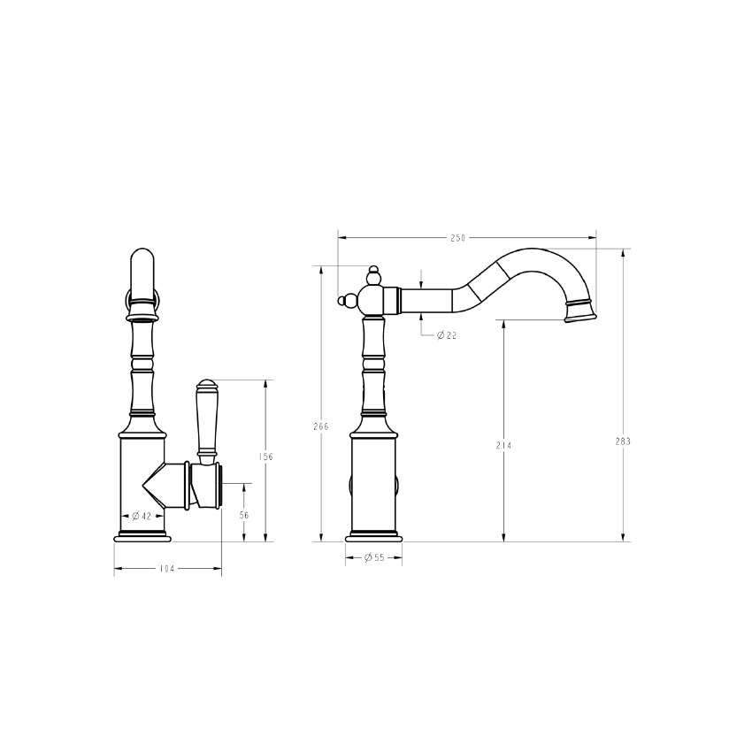 Clasico Sink Mixer Ceramic handle Chrome