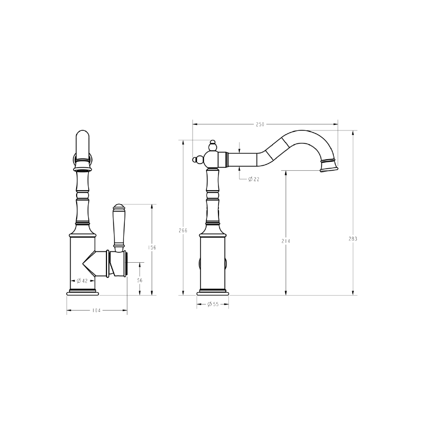 Clasico Sink Mixer in Brushed Gold