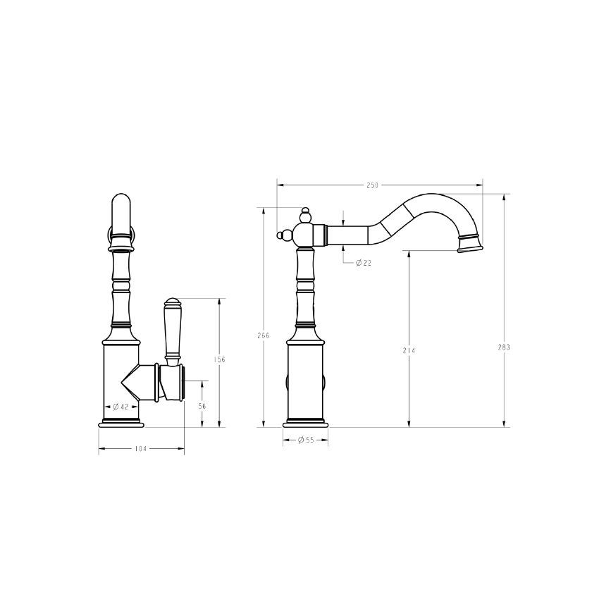 Clasico Sink Mixer in Matt Black