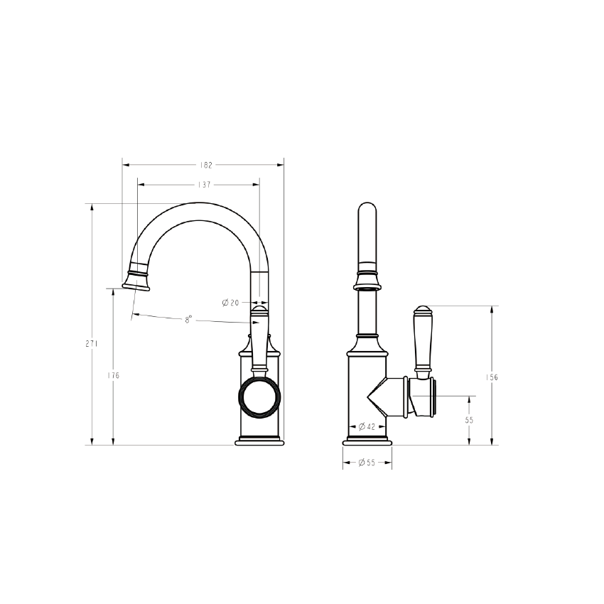 Clasico Gooseneck Basin Mixer Chrome 