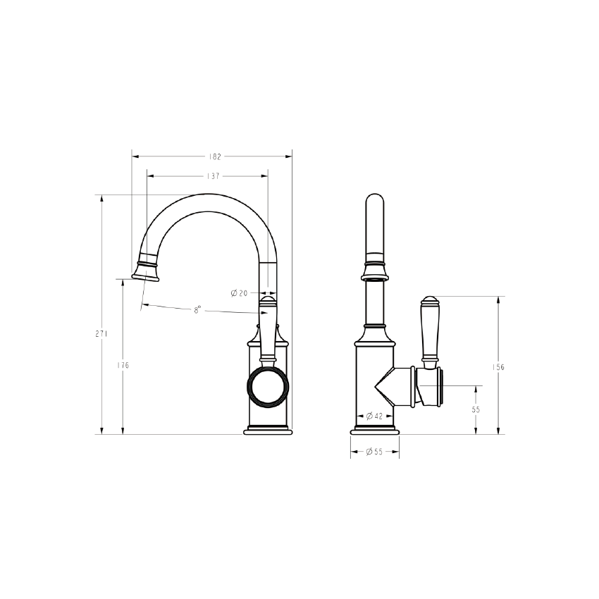 Clasico Gooseneck Basin Mixer in Brushed Nickel