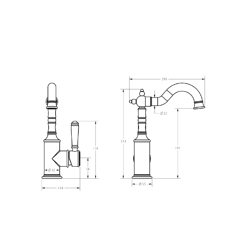 Clasico Basin Mixer Ceramic handle Chrome