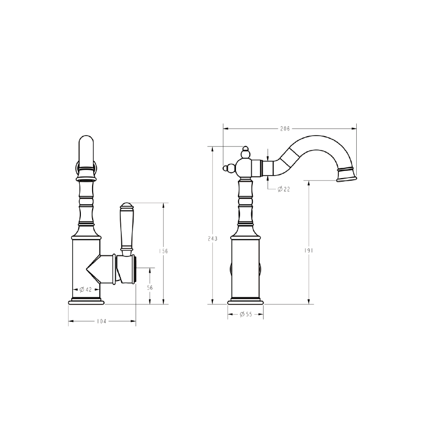 Clasico Basin Mixer in Matt Black