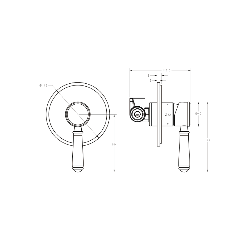 Clasico Wall Mixer Trim Kits Ceramic handle in Brushed Gold