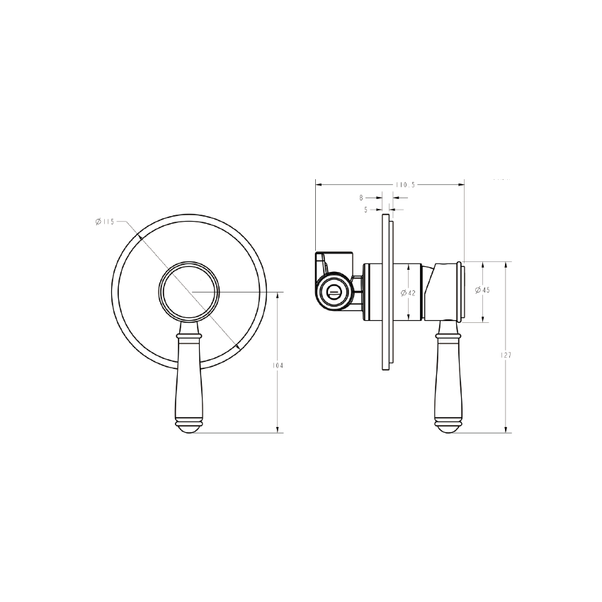 Clasico Wall Mixer Trim Kits Ceramic handle Chrome