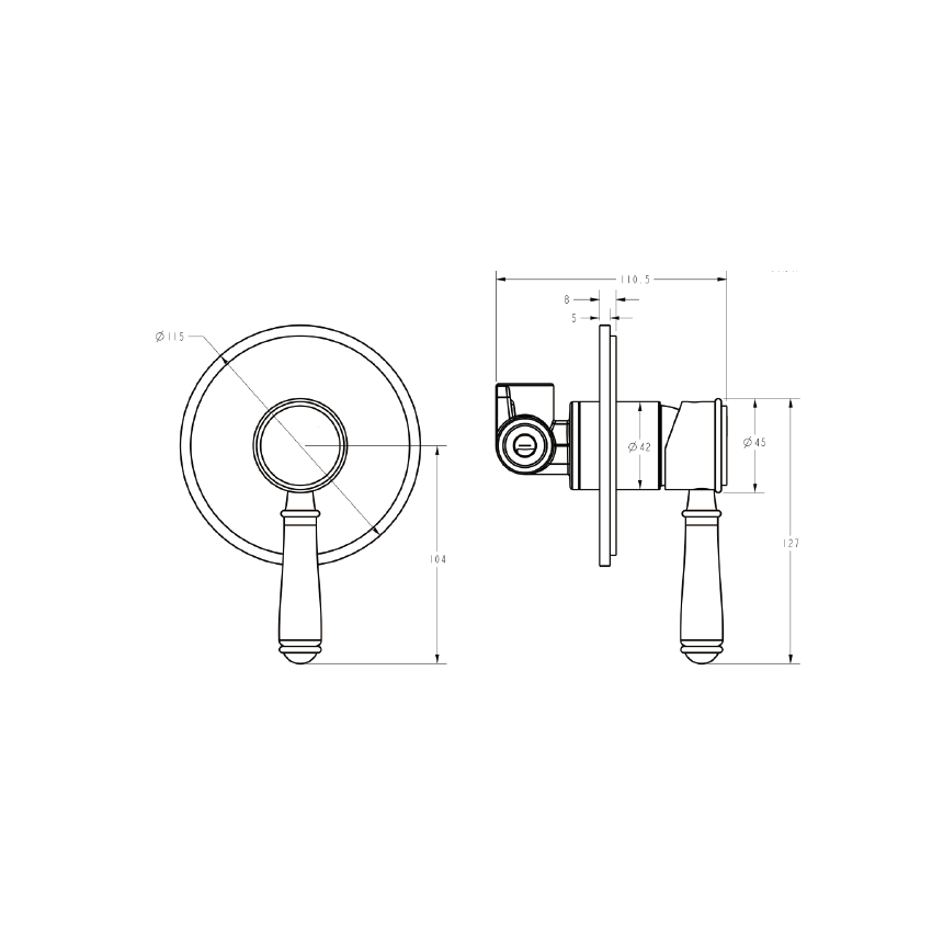 Clasico Wall Mixer Trim Kits in Matt Black