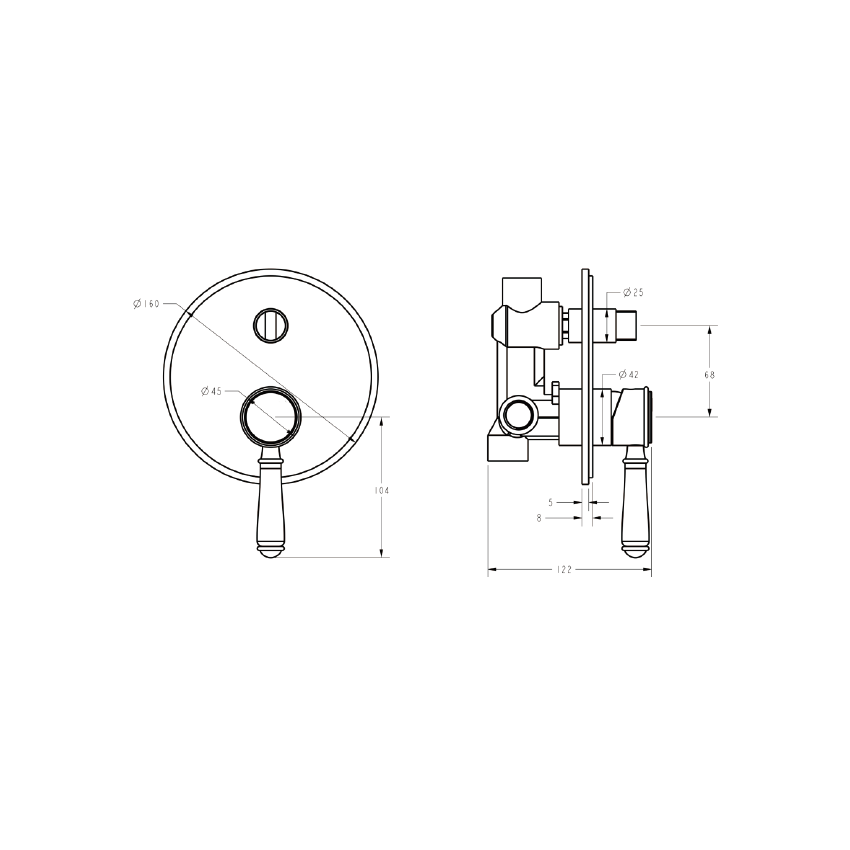 Clasico Wall Diverter Mixer Trim Kits in Brushed Gold