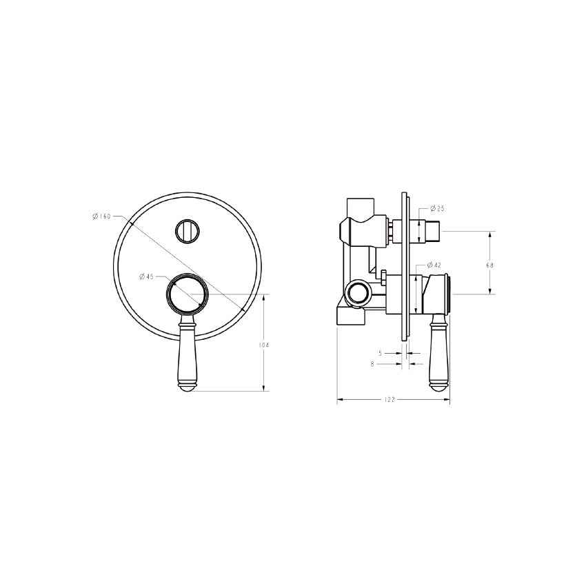 Clasico Wall Diverter Mixer Trim Kits in Brushed Nickel