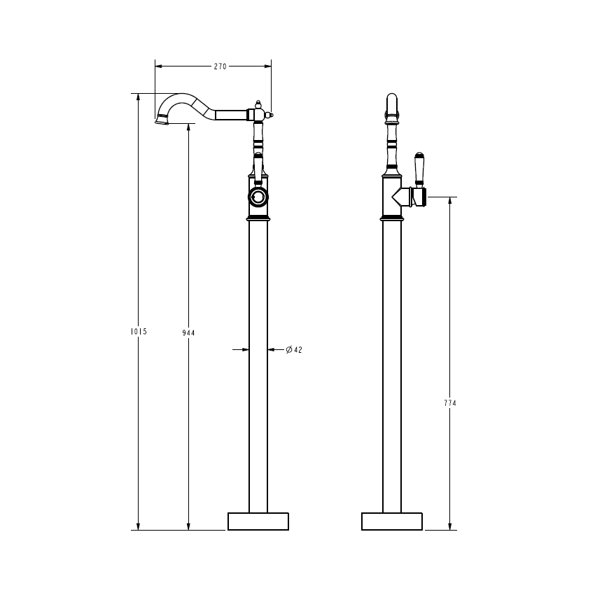 Clasico Free Standing Bath Mixer Brushed Nickel