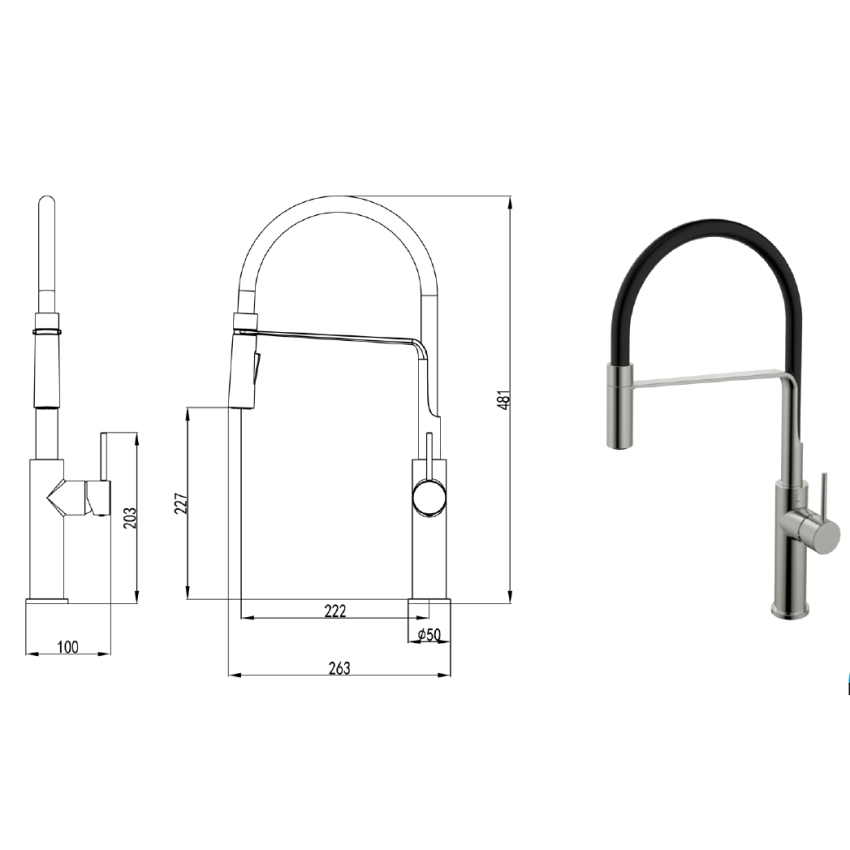 Hali Multifunction Sink Mixer Brushed Nickel
