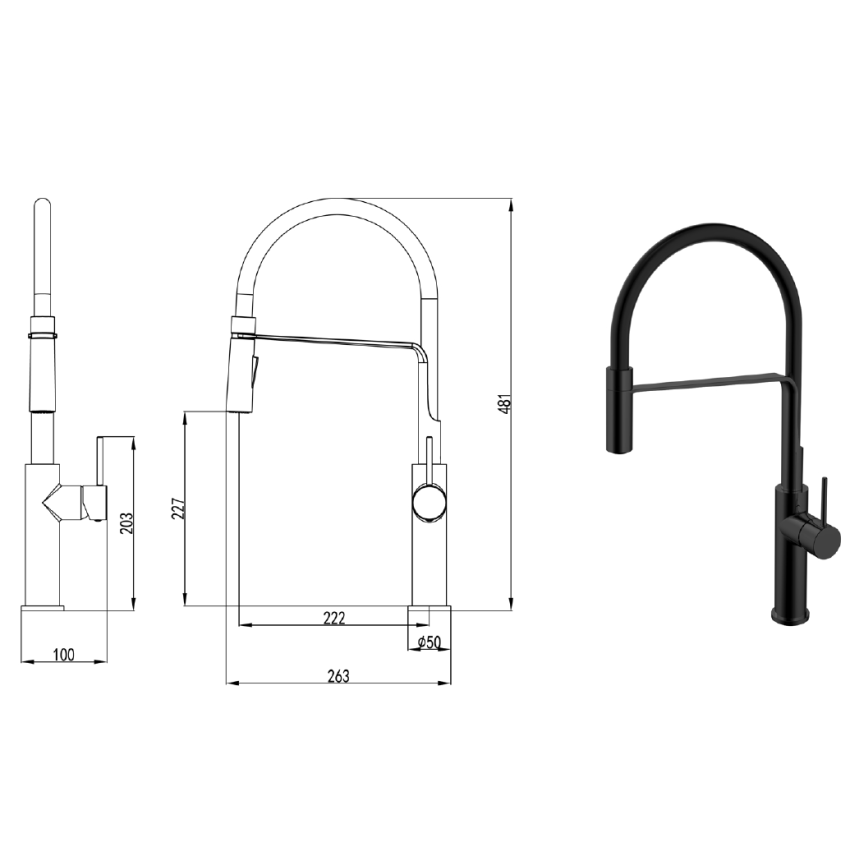 Hali Multifunction Sink Mixer Matt Black