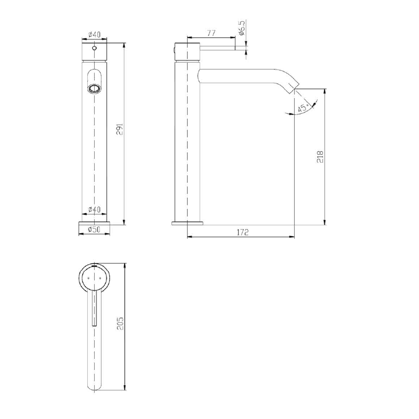 Hali High Rise Basin mixer Gunmetal