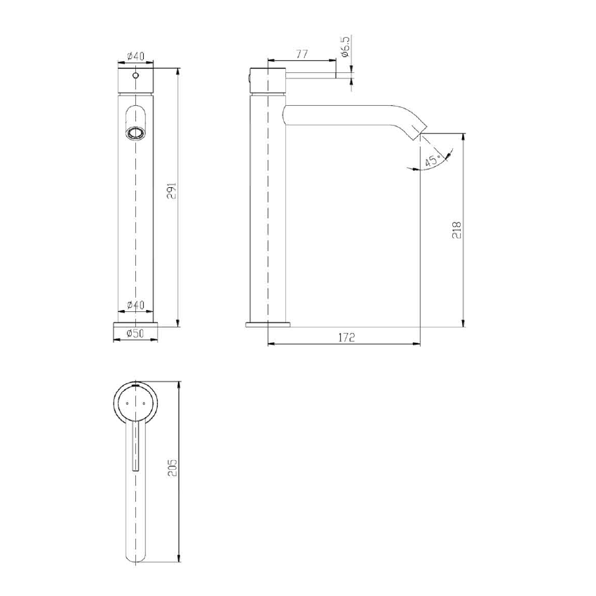 Hali High Rise Basin mixer Matt Black