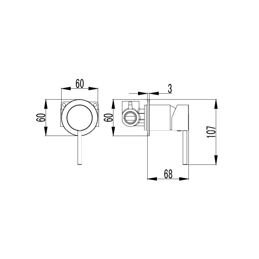 IKON-Hali Wall Mixer Gun metal with 60mm Cover Plate