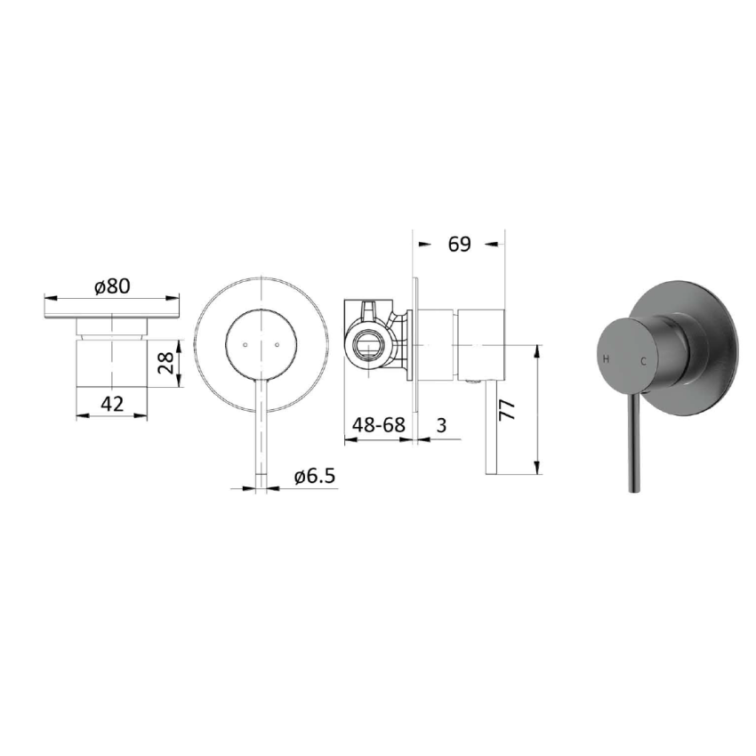 Hali Wall Mixer Gunmetal