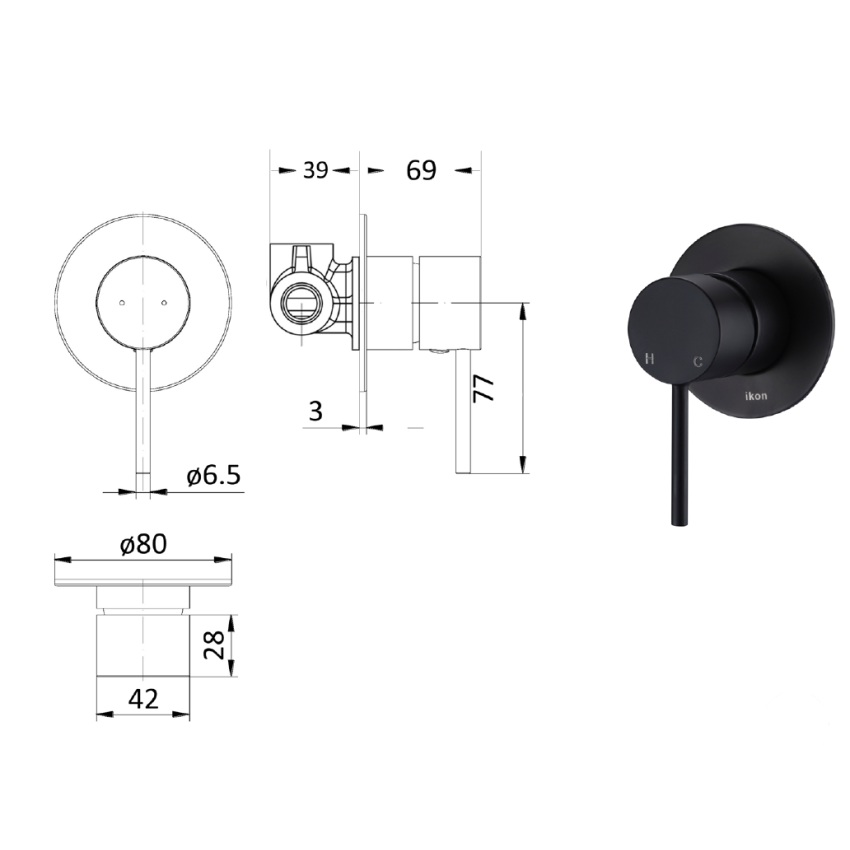 Hali Wall Mixer Matt Black