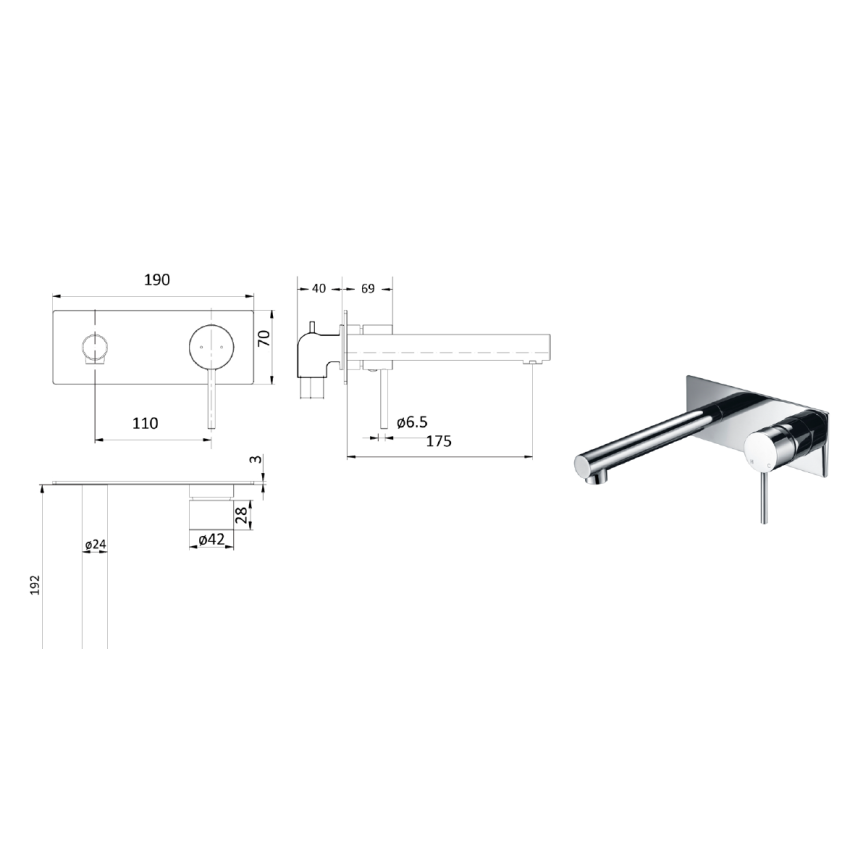 Hali Wall Basin Mixer Chrome