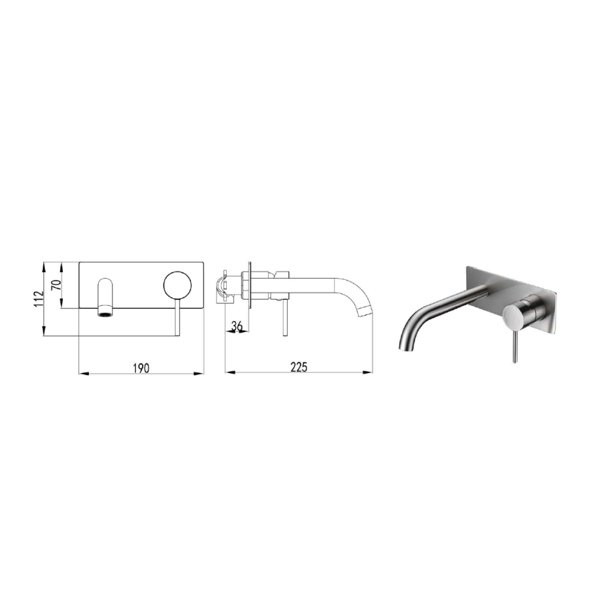 Hali Wall Basin Mixer Curved Spout Brushed Nickel