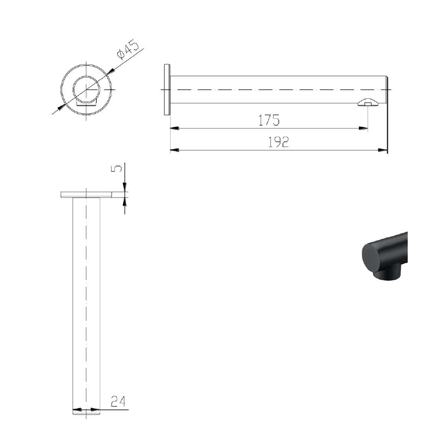 Hali Bath Spout Matt Black