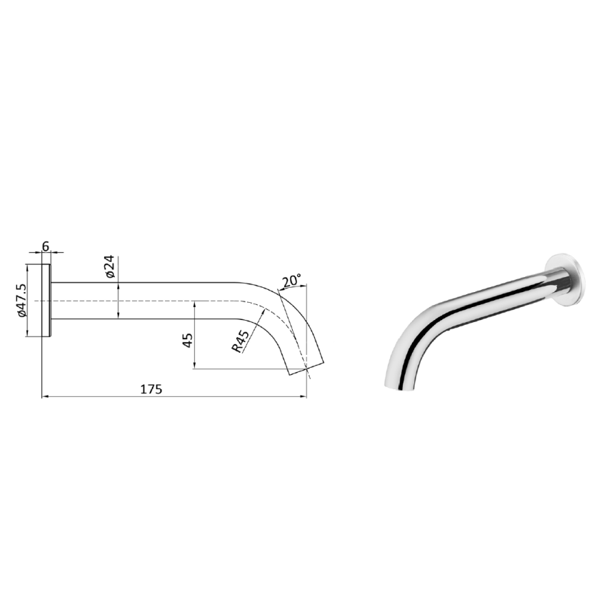 Hali Curve Bath Spout Chrome