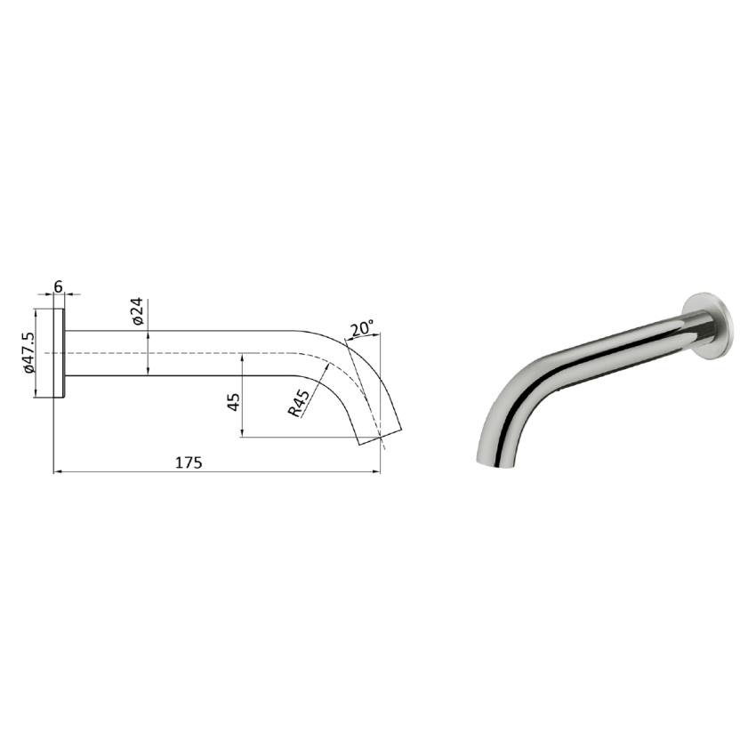 Hali Curve Bath Spout Brushed Nickel