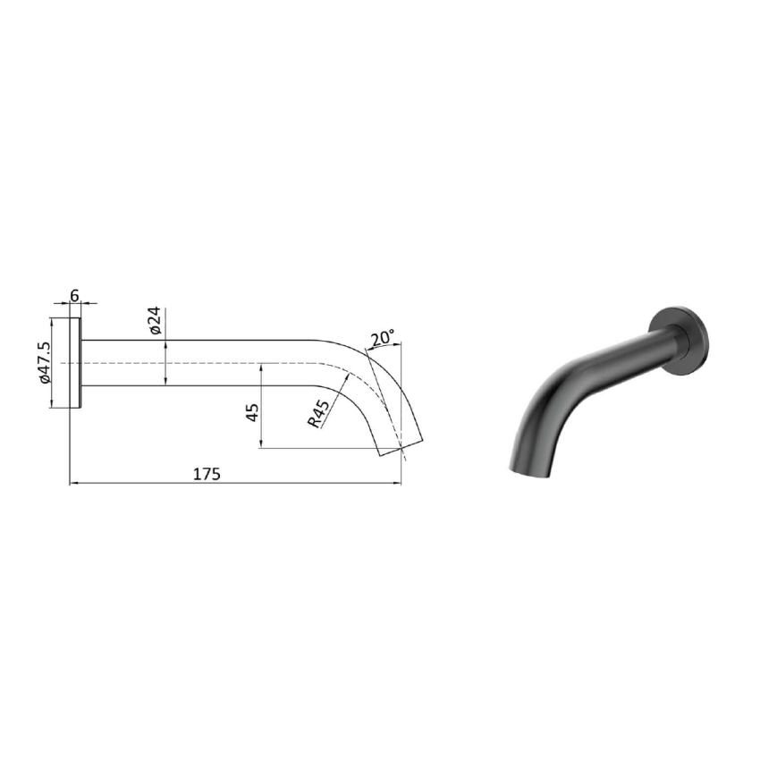 Hali Curve Bath Spout Gunmetal