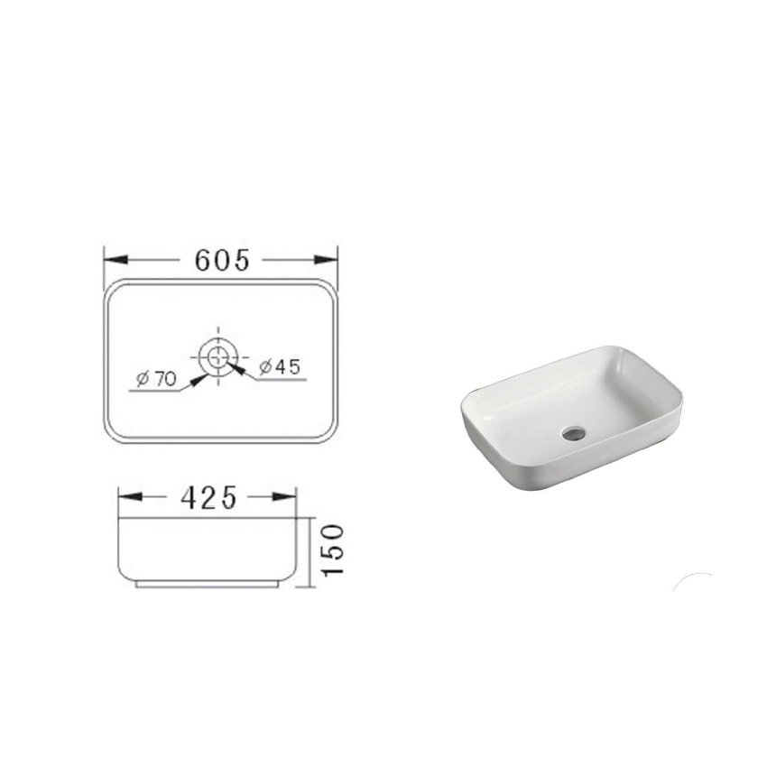 Eden Countertop Artbasin 605 x 425 x 150mm