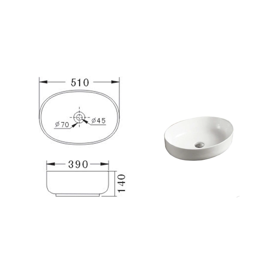 Cora Countertop Artbasin 510 x 390 x 150mm