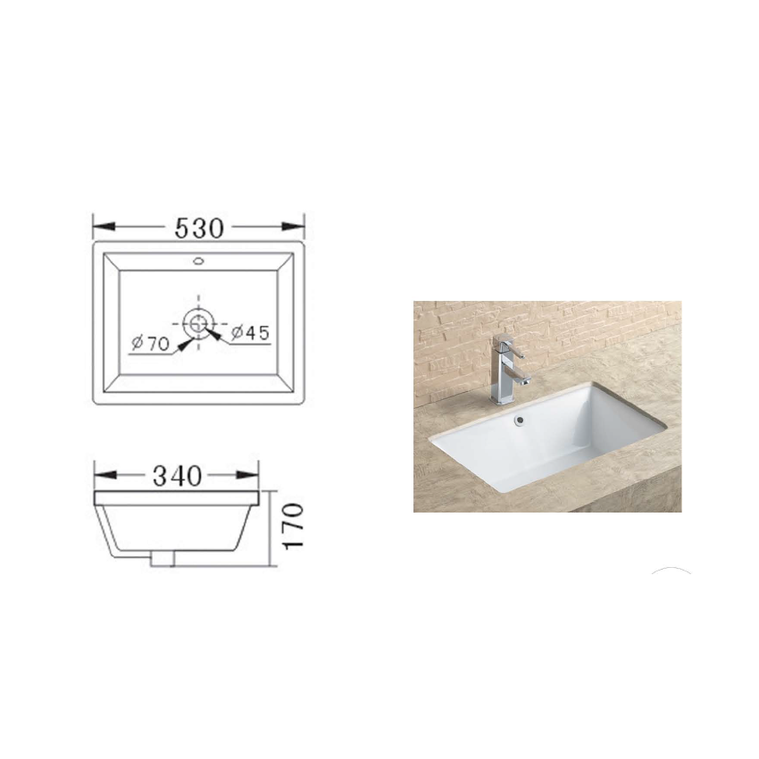 Eden Undermount Basin 530 x 340 x 170mm