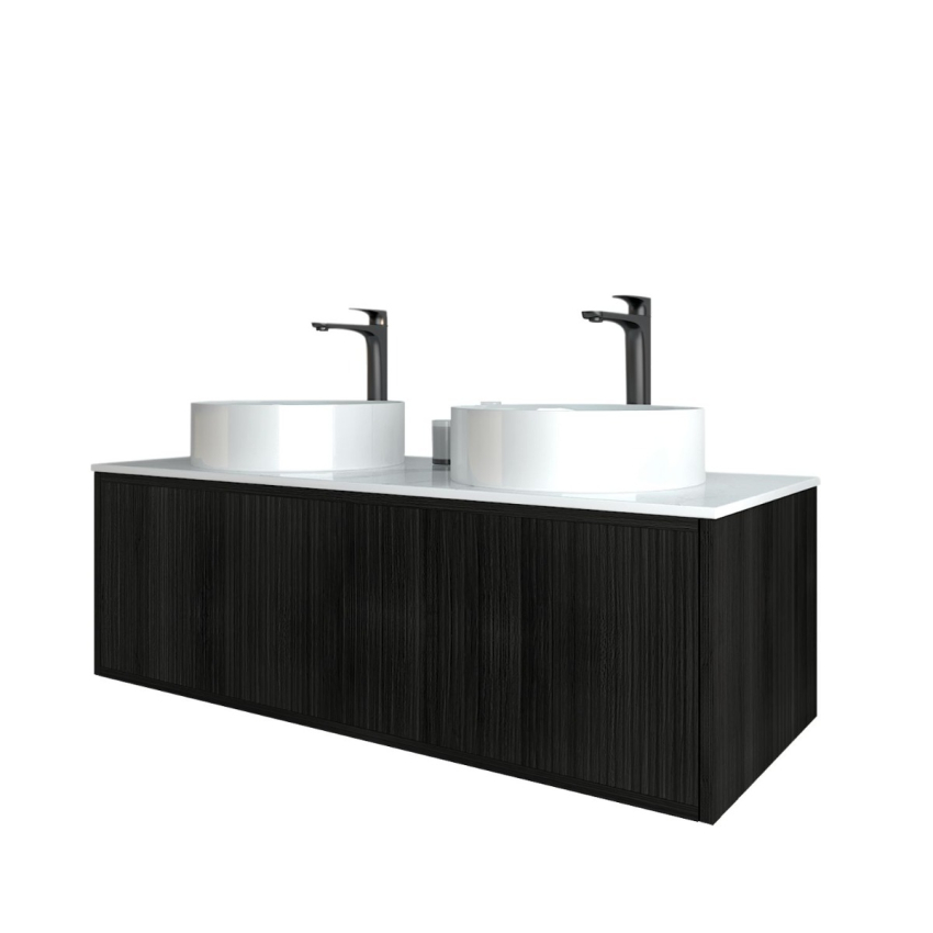 1190mm Kiama Bottega Oak 1 Left Drawer 1 Right Door Fluted Wall Hung Vanity Cabinet Only