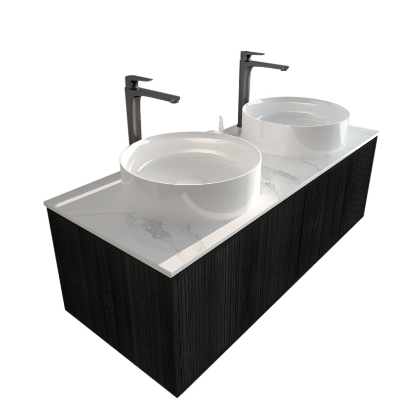 1190mm Kiama Bottega Oak 1 Right Drawer 1 Left Door Fluted Wall Hung Vanity Cabinet Only