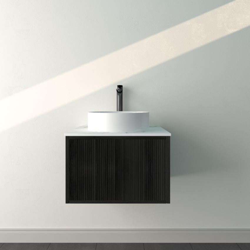 590mm  Kiama  Bottega Oak 1 Drawer Fluted Wall Hung Vanity Cabinet Only