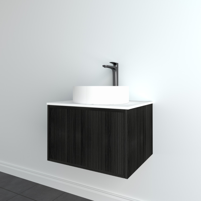 590mm  Kiama  Bottega Oak 1 Drawer Fluted Wall Hung Vanity Cabinet Only