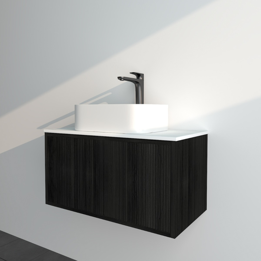 740mm Kiama Bottega Oak 1/DW Narrow Fluted Wall Hung Vanity Cabinet Only