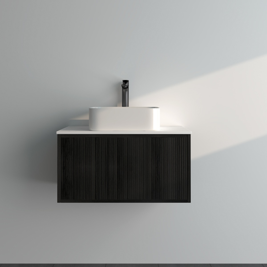 740mm Kiama Bottega Oak 1/DW Narrow Fluted Wall Hung Vanity Cabinet Only