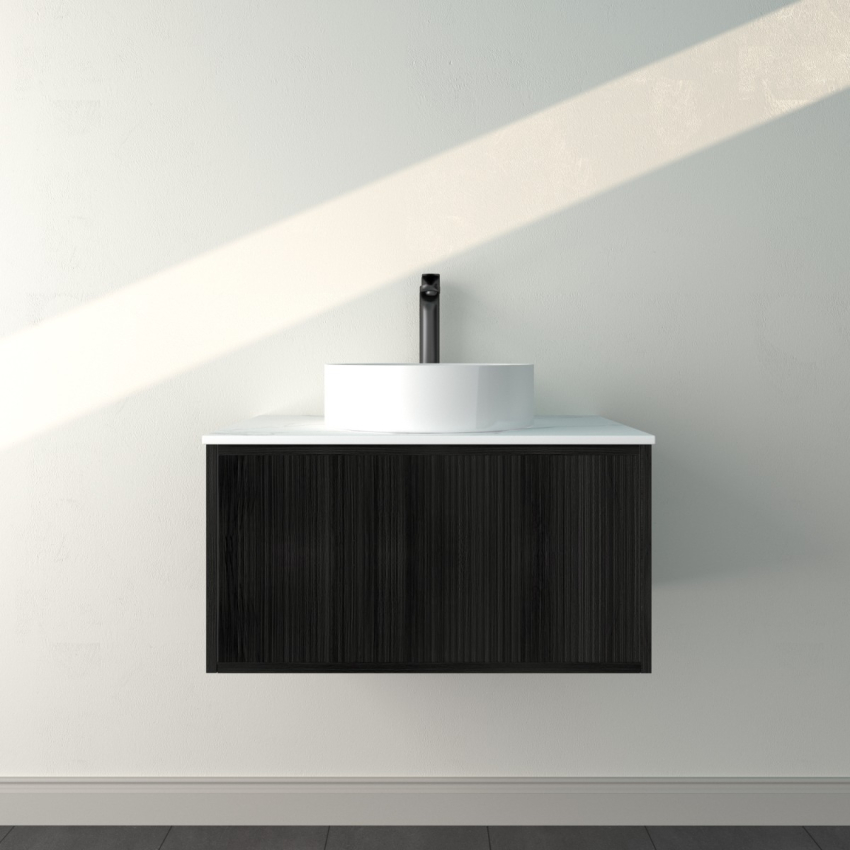 740mm Kiama  Bottega Oak 1 Drawer Fluted Wall Hung Vanity Cabinet Only