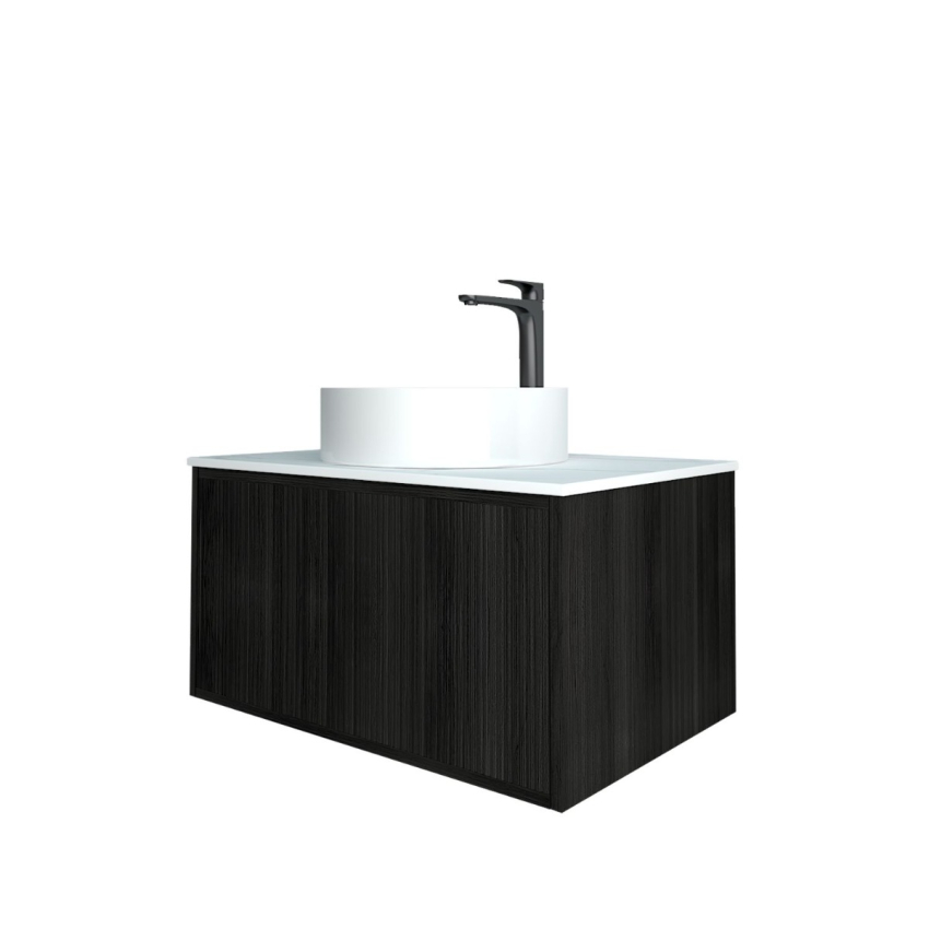 740mm Kiama  Bottega Oak 1 Drawer Fluted Wall Hung Vanity Cabinet Only