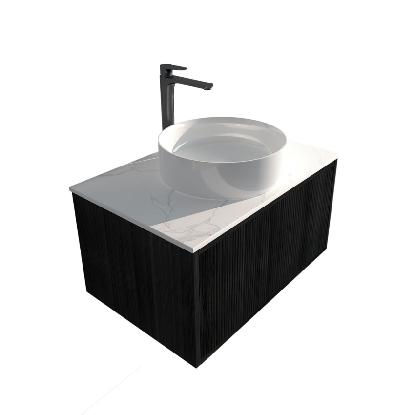 740mm Kiama  Bottega Oak 1 Drawer Fluted Wall Hung Vanity Cabinet Only