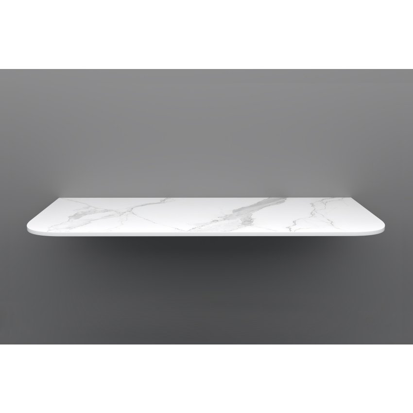 1200mm White Marble Look Sintered Stone Top Matte Finish Rounded Corner Benchtop Rounded Corner