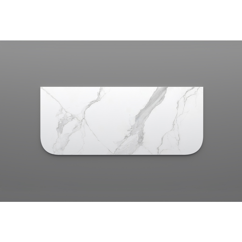 1200mm White Marble Look Sintered Stone Top Matte Finish Rounded Corner Benchtop Rounded Corner
