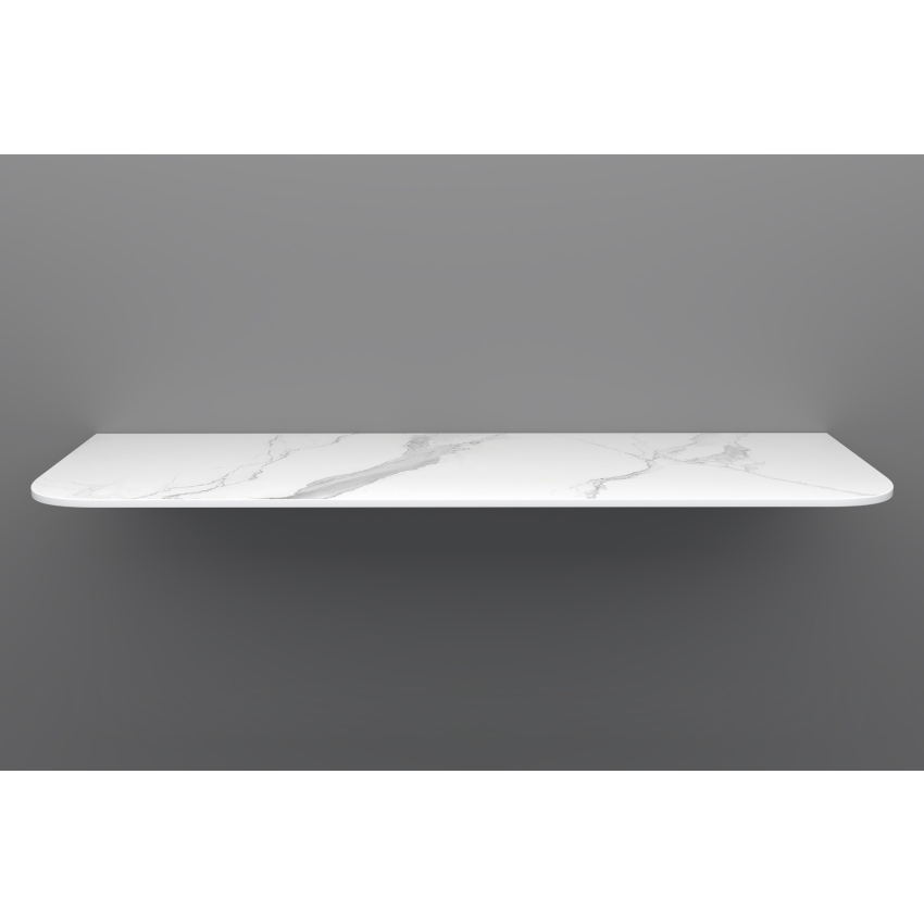 1500mm White Marble Look Sintered Stone Top Matte Finish Rounded Corner Benchtop Rounded Corner