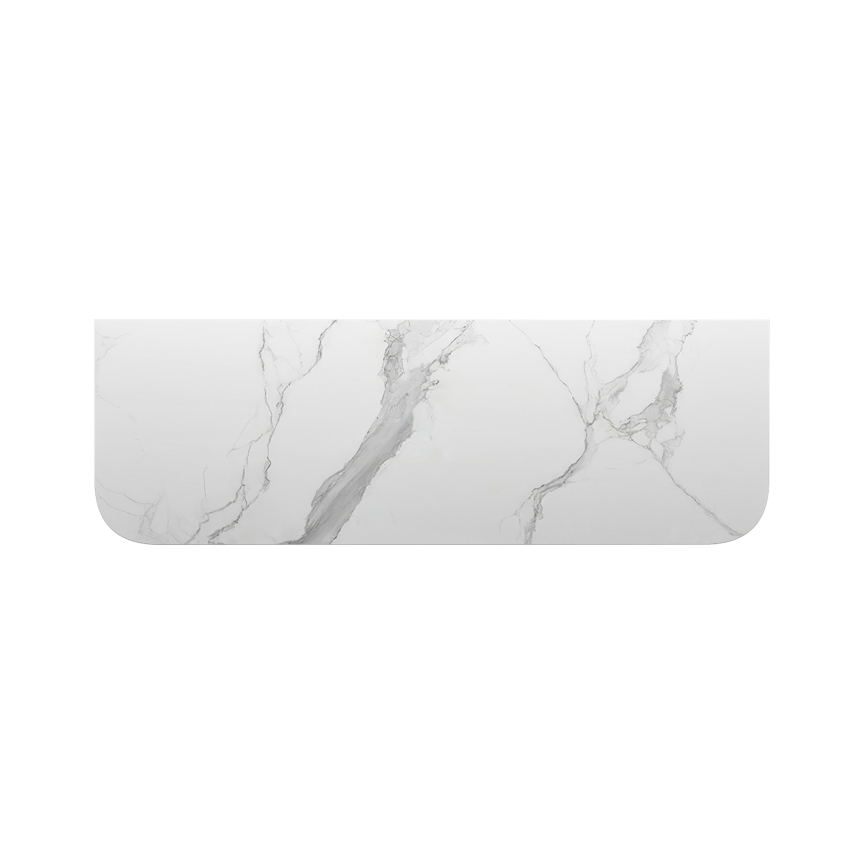 1500mm White Marble Look Sintered Stone Top Matte Finish Rounded Corner Benchtop Rounded Corner