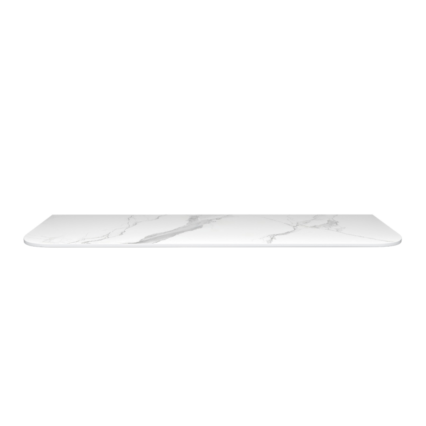 1500mm White Marble Look Sintered Stone Top Matte Finish Rounded Corner Benchtop Rounded Corner
