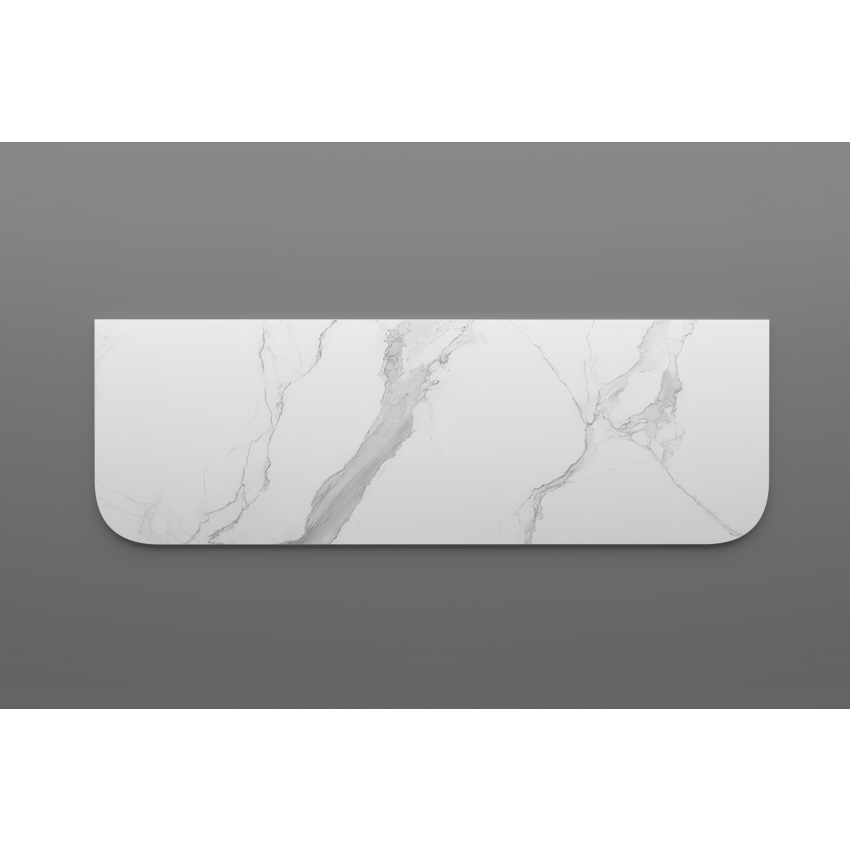 1500mm White Marble Look Sintered Stone Top Matte Finish Rounded Corner Benchtop Rounded Corner
