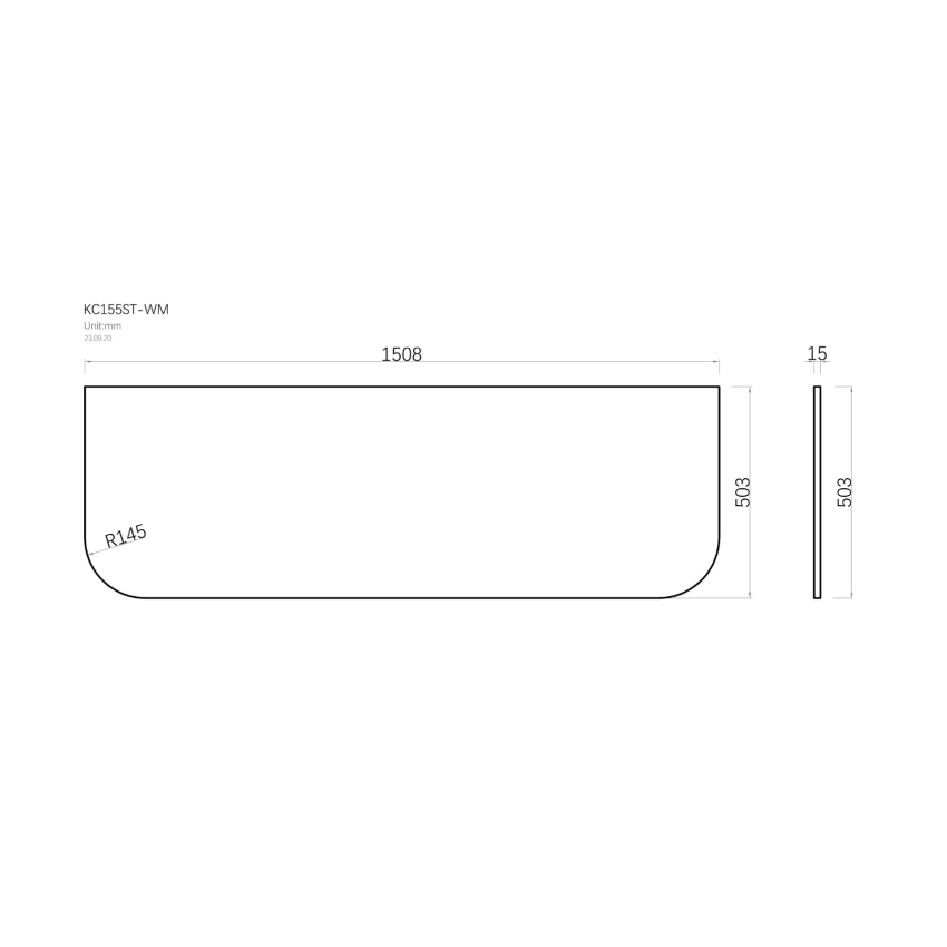 1500mm White Marble Look Sintered Stone Top Matte Finish Rounded Corner Benchtop Rounded Corner