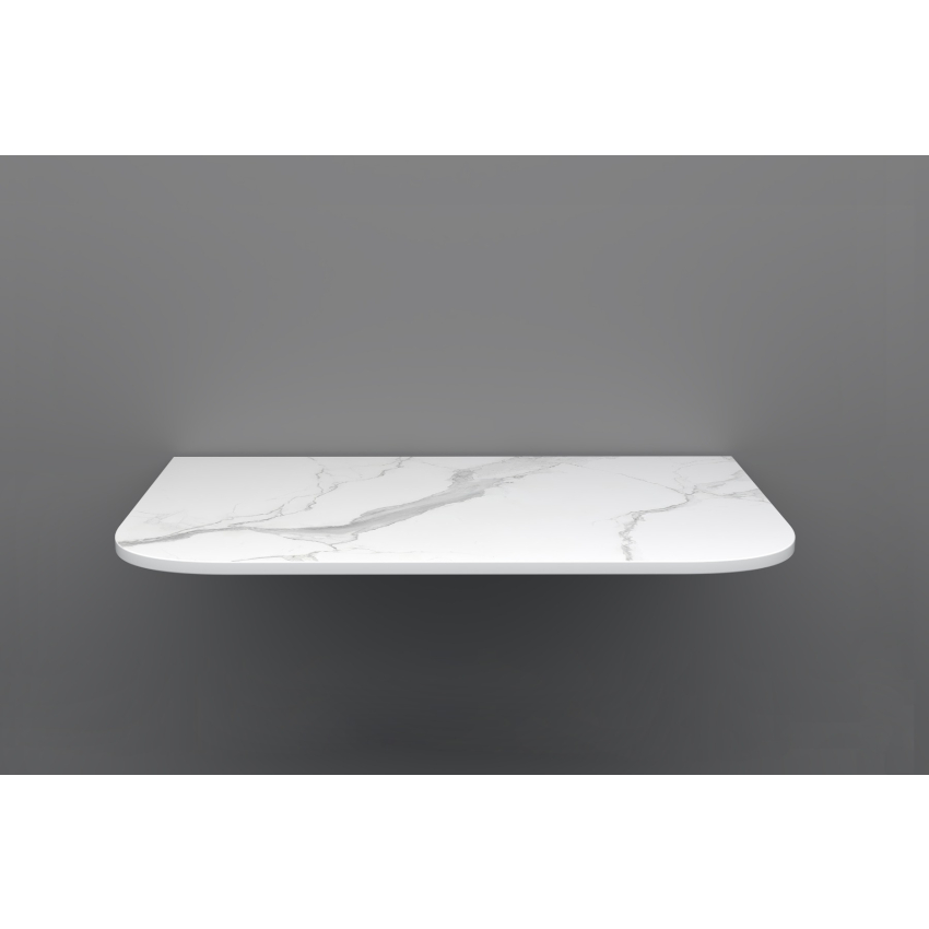 750mm White Marble Look Sintered Stone Top Matte Finish Rounded Corner Benchtop Rounded Corner