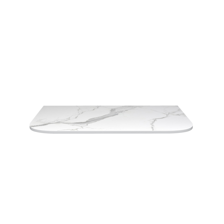 750mm White Marble Look Sintered Stone Top Matte Finish Rounded Corner Benchtop Rounded Corner