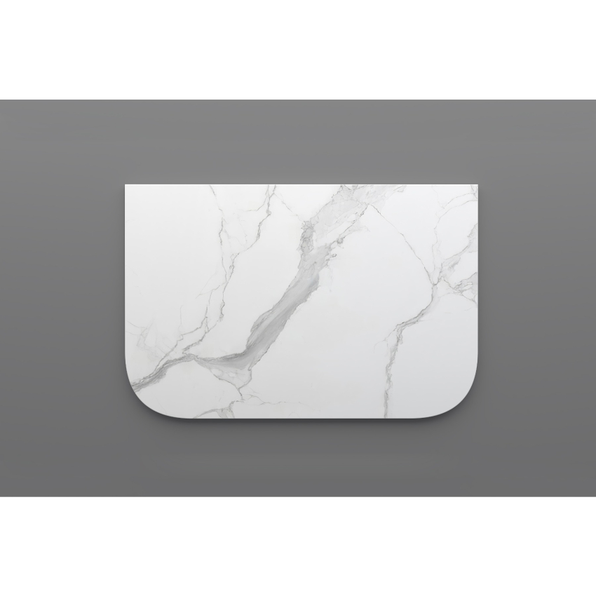 750mm White Marble Look Sintered Stone Top Matte Finish Rounded Corner Benchtop Rounded Corner